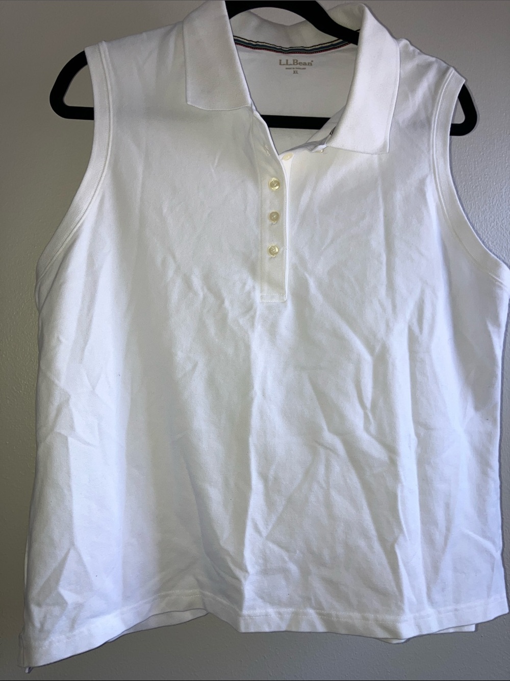 L.L. Bean White Sleeveless Polo Tank XL  Womens